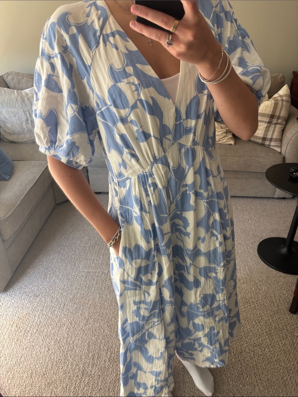 ME+EM Blue and White Floral Maxi Dress - Picture 3 of 4